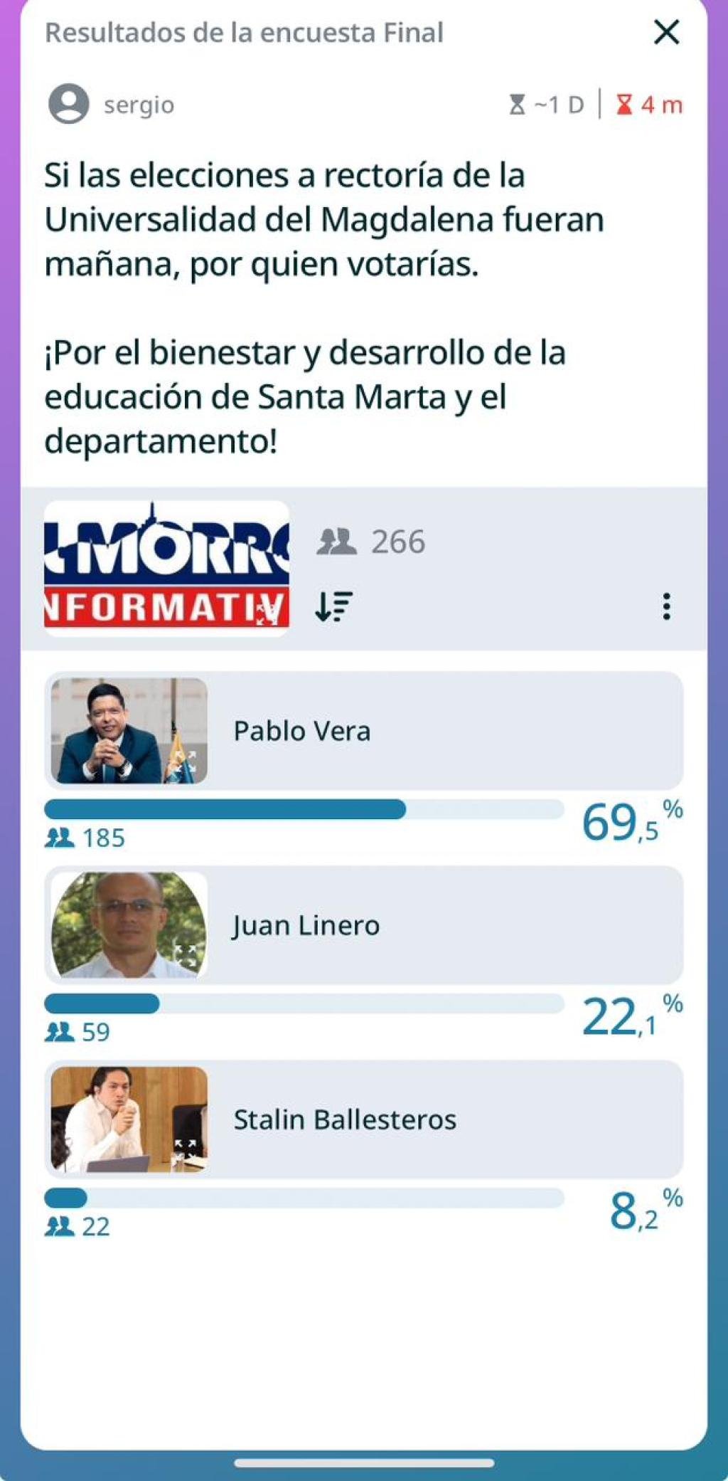Estudiantes escogieron a Pablo Vera como ganador en la encuesta en la disputa por la rectoría de Unimagdalena