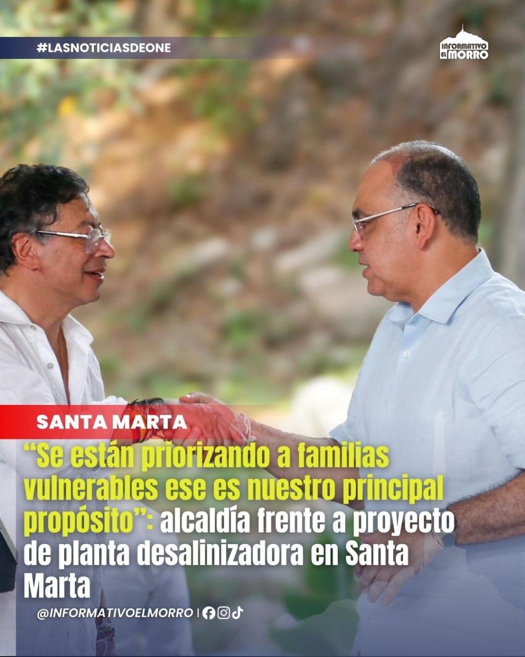 “Se están priorizando a familias vulnerables ese es nuestro principal propósito”: alcaldía frente a proyecto de planta desalinizadora en Santa Marta